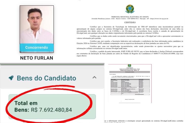 TRE-AP atesta que falha no DivulgaCand alterou valores de  bens declarados pelo suplente de senador Neto Furlan