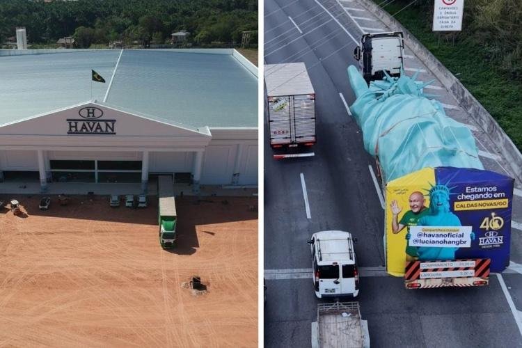 Estátua da Liberdade da Havan está pronta para loja do Amapá; enquanto isso, nada de conclusão da reforma do Marco Zero