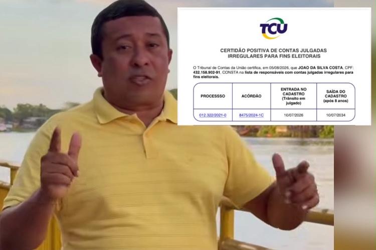 Ex-prefeito de Mazagão, Dudão Costa, aliado de Clécio e Randolfe, teve contas rejeitadas pelo TCU e está inelegível