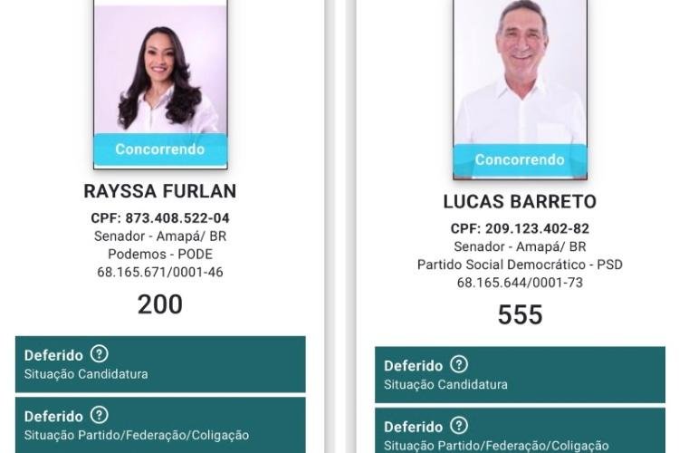 TRE-AP defere registros de candidaturas ao Senado de Rayssa Furlan e Lucas Barreto